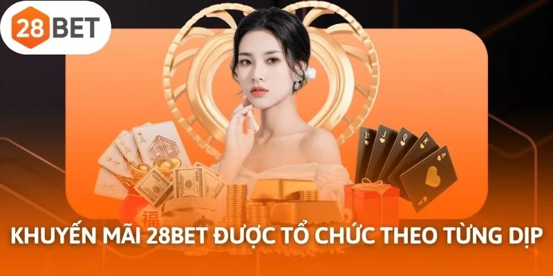 Khuyến mãi 28Bet được tổ chức theo từng dịp